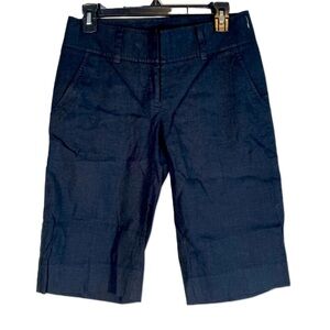 Robert Rodriguez Womens 4 Linen Blend Long Bermuda Capri Shorts Blk Inseam 12”